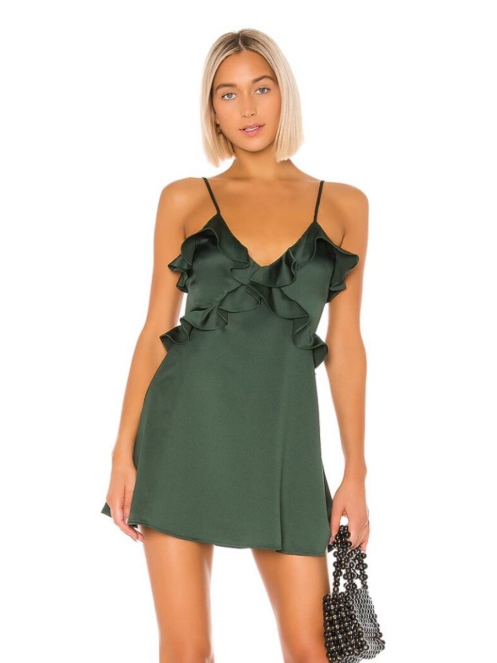 House of Harlow 1960 Dark Green Ruffle Mini Dress